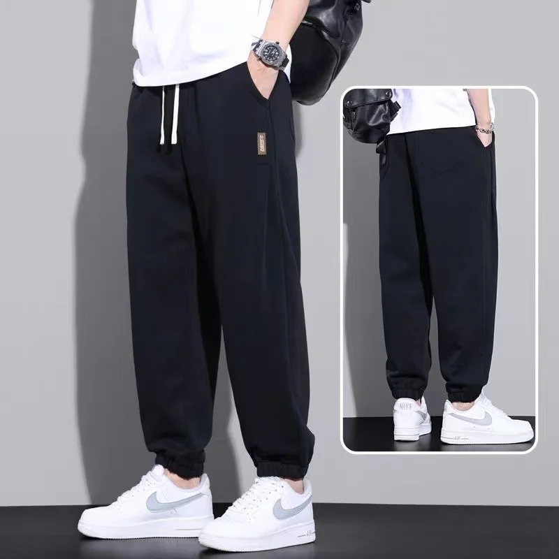 

Loose Men's Sports Pants Autumn Trendy Youth Bla Cuffed Trousers Large Size Casual Sweatpants Eighteen Length Other Sle