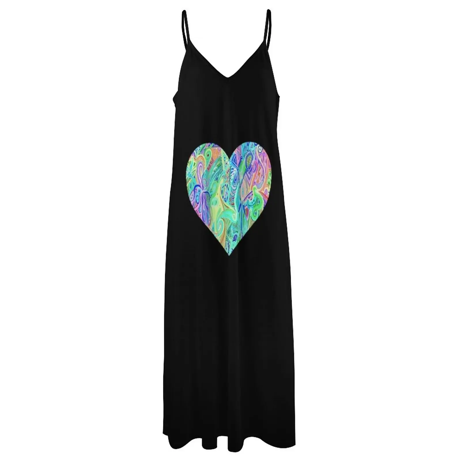 Extreme Neon Glow Black Light Rave Heart Party Sleeveless Dress dress women elegant luxury Dress woman