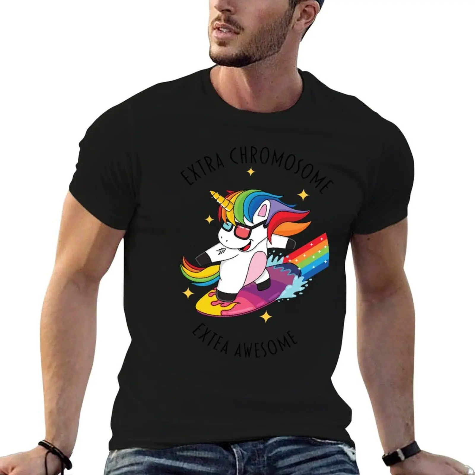 Unicorn - extra chromosomes - extra awesome T-Shirt plus size clothes Aesthetic clothing mens graphic t-shirts funny