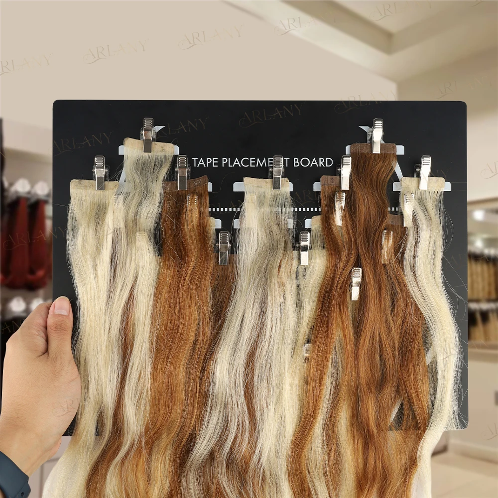 ARLANY Fita de cabide de extensão de cabelo em placa de colocação de extensão de cabelo Placa de exibição de tintura de cabelo acrílico para fita em extensões