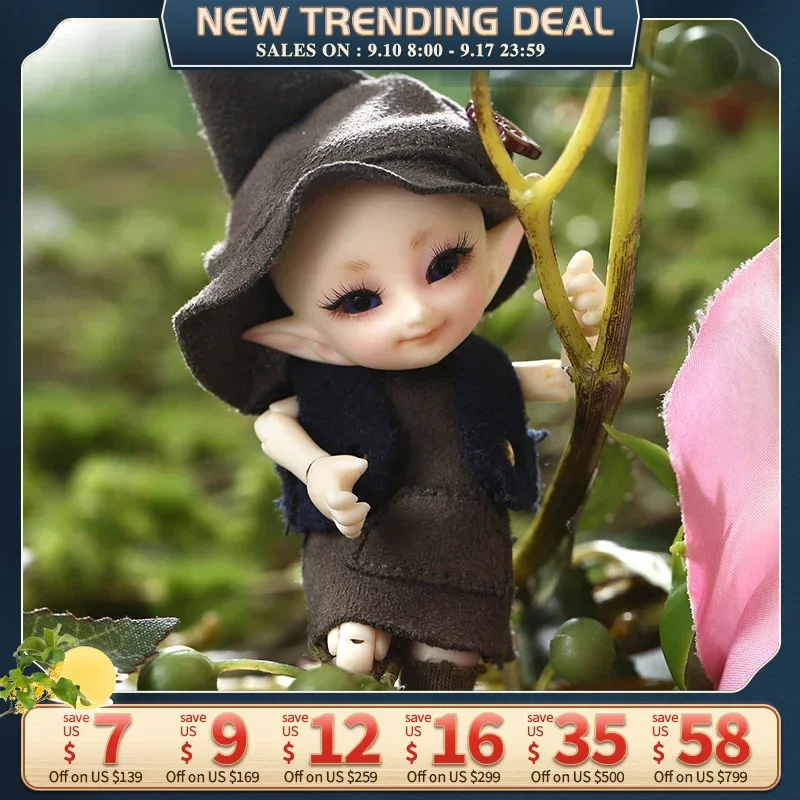 

New Arrivals Realpuki Tyni Fairyland Doll BJD 1/13 Pink Smile Elves Toys Gift Spherical joint Free Eye And Shipping