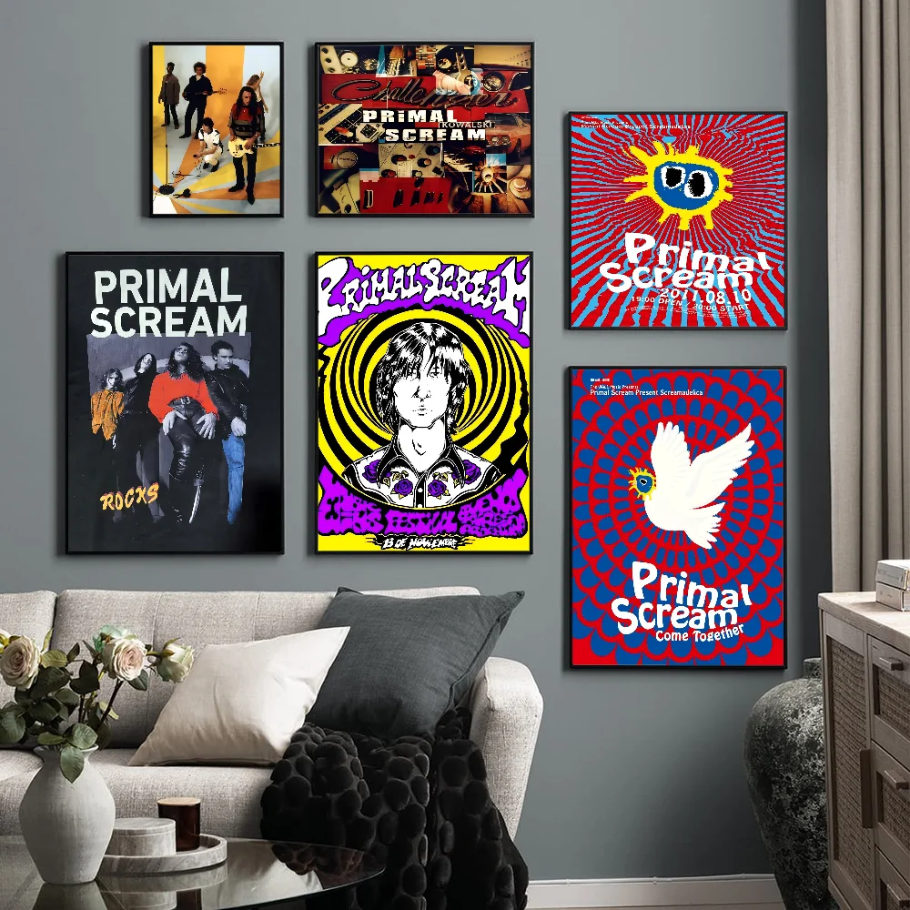 Band Primal Scream Whitepaper Poster Waterproof Paper Sticker Coffee House Bar Aesthetic Art Wall Painting