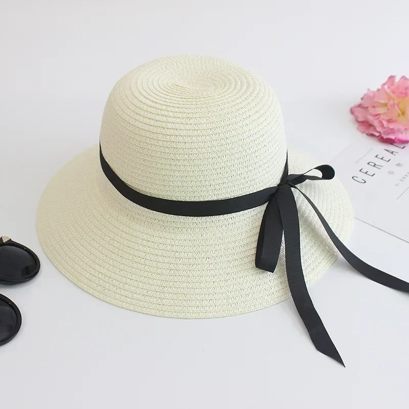 Summer Women Straw Hat Bowknot Wide Brim Floppy Panama Hats Female Lady Outdoor Foldable Beach Sun Cap Accesorios Playa