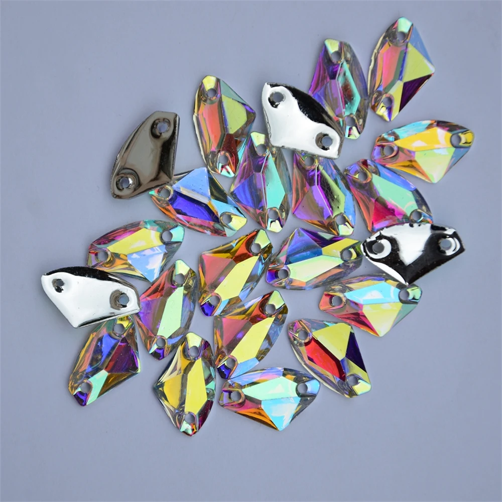 AAAA+ Axe Shaped Crystal AB sew on Beads flatback resin sew on Rhinestones Sew On stones стразы For DIY Clothes Accessories