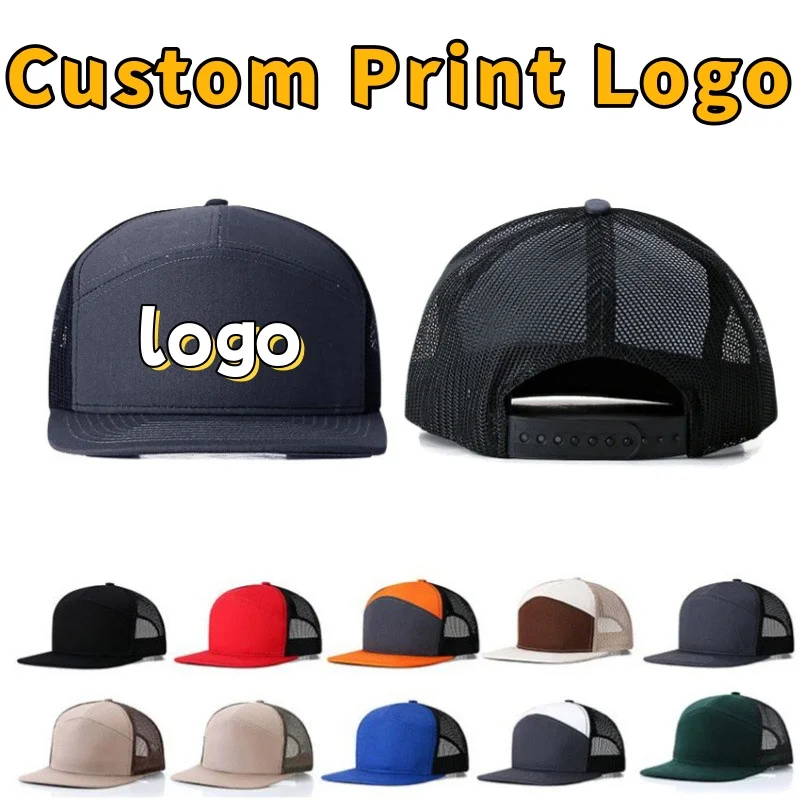 Customized Printed Logo Richardson Seven Piece Truck Driver Mesh Cap Breathable Baseball Hats Outdoor Sunshade Duck Tongue Caps