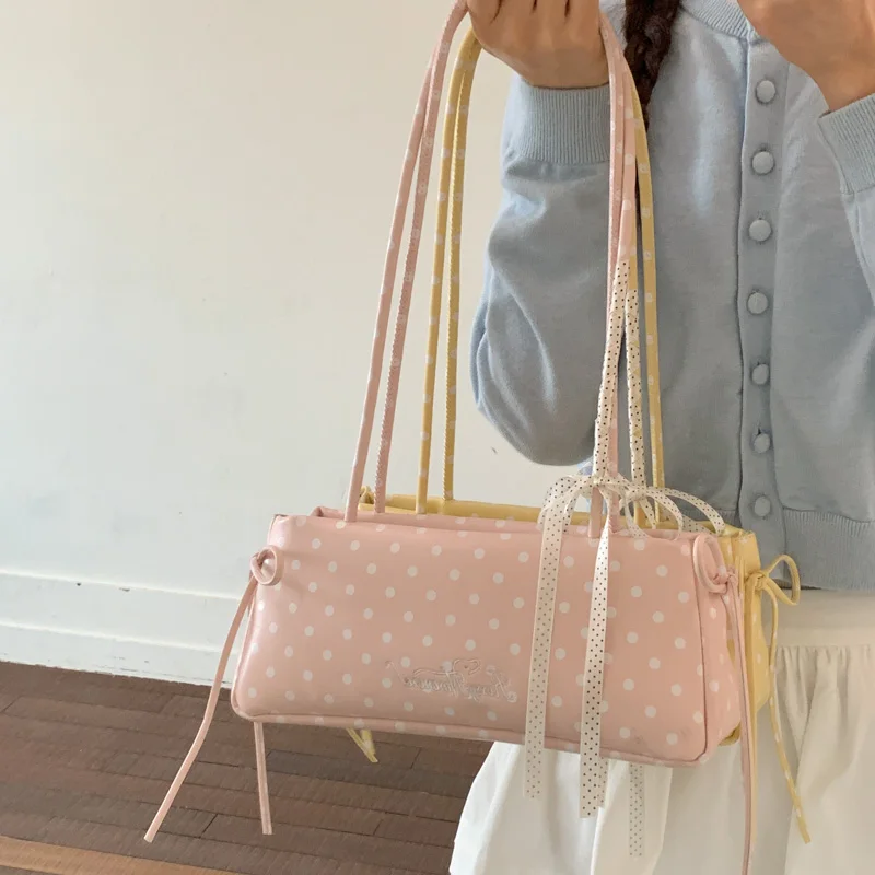 

Sweet Girls Fashionable Polka Dots PU Leather Underarm Bag Women's New Fashion All-match Commuter Shoulder Bag Female Daily Use