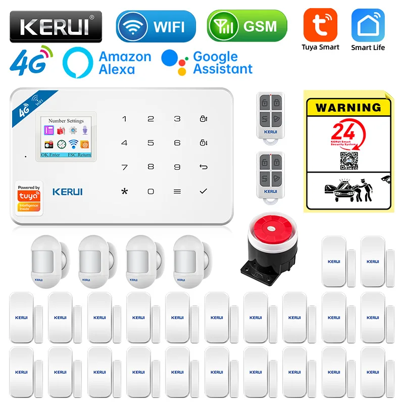 KERUI W184 4G/WIFI Alarm System Tuya Security Home Wireless Control KIT GSM Alarm Panel Smart Home Devices Window/Door Sensor