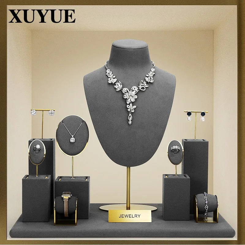 Luxury Display Rack Set for Shop Personalized Jewelry Box Ring Earring and Necklace Jewelry Display European Style Packaging