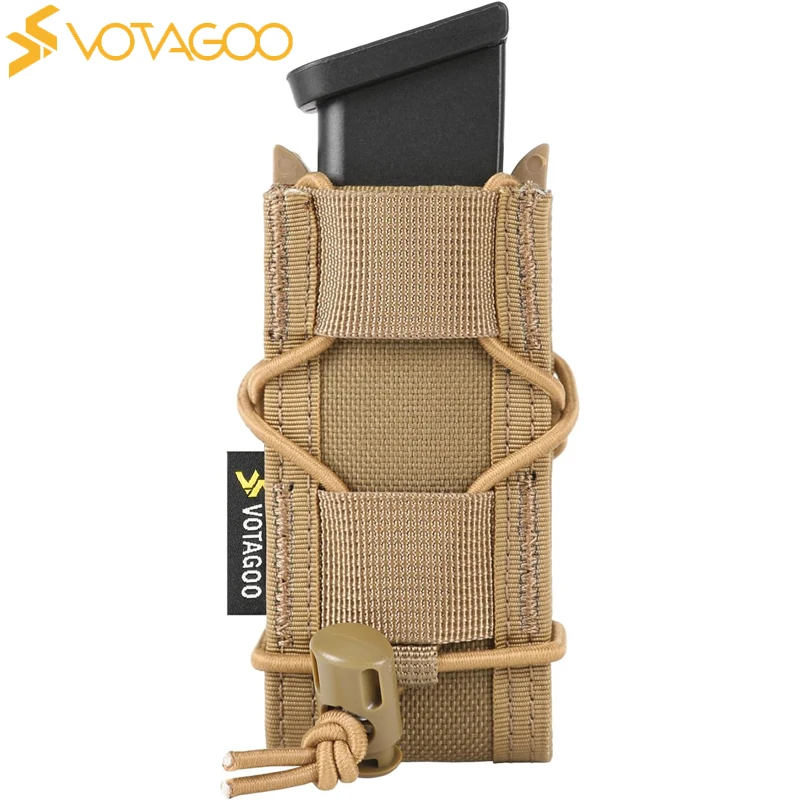 

VOTAGOO 9mm/40 Caliber Stack Adjustable Mag Pouch,Open-Top Pistol Mag Pouch,Compatible with Various MOLLE Tactical Belts