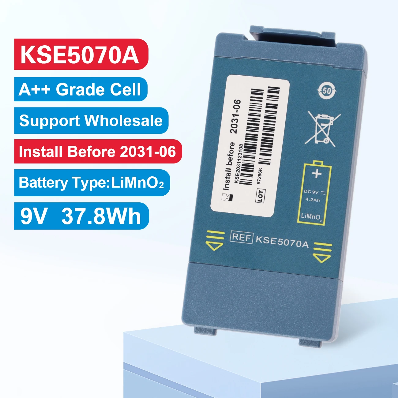 USA Local Delivery Replacement Battery KSE5070A For Home OnSite AED FRx HS1 for Defibrillator M5066A M5067A 37.8WH