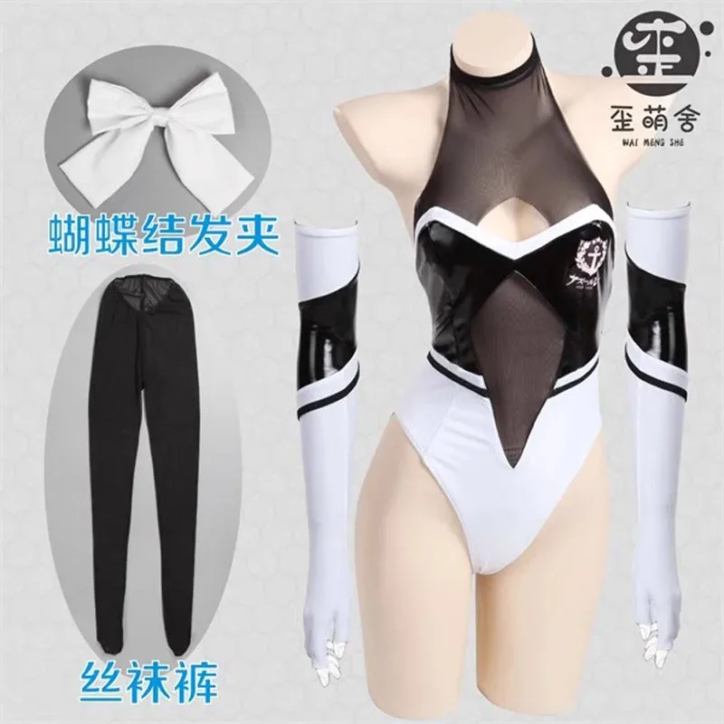 

2026 Game Azur Lane Takao IJN Atago Cosplay Costumes Women Sexy PU Leather Bodysuit Socks Suit Bunny Girl Jumpsuit RacingXT6@!