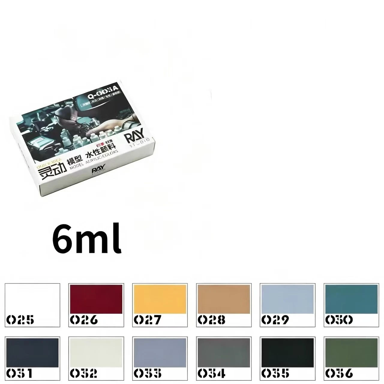 6 ML/18 ML watergedragen acrylmodelverf, set met 12 kleuren, voor doe-het-zelfprojecten, het maken van cartoonfiguren en accessoires, en het inkleuren van modellen.