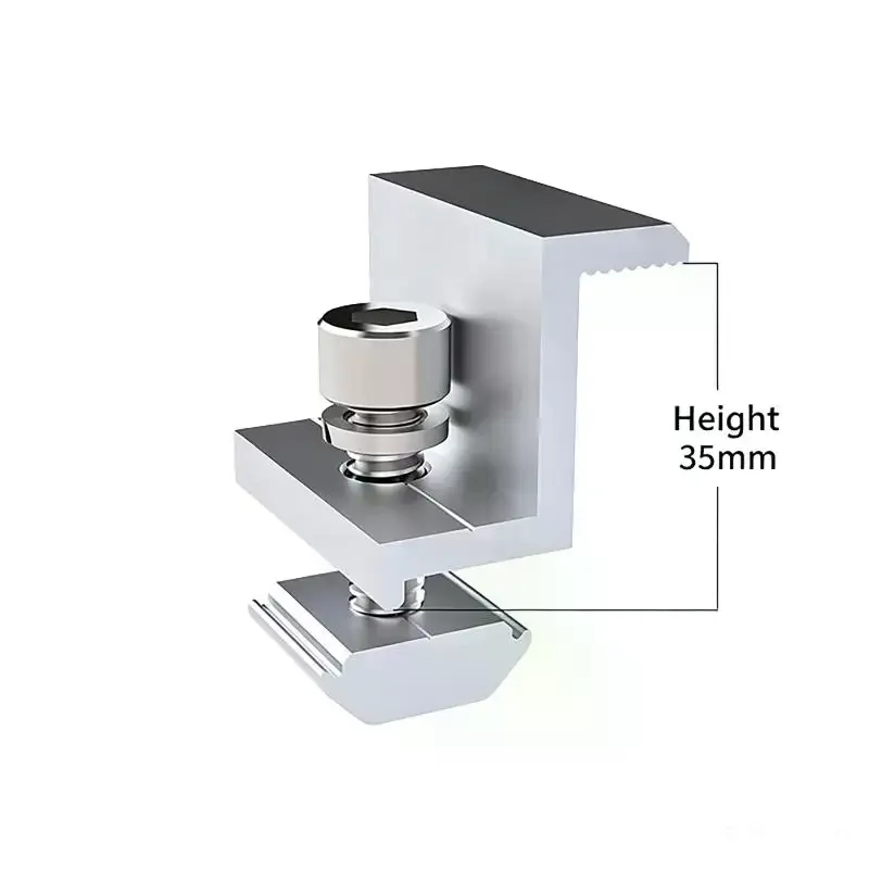 5/10Pcs For Aluminum Alloy Solar Panel End Clamps For PV Module Racking Mount System Accessories Photovoltaic Mounting