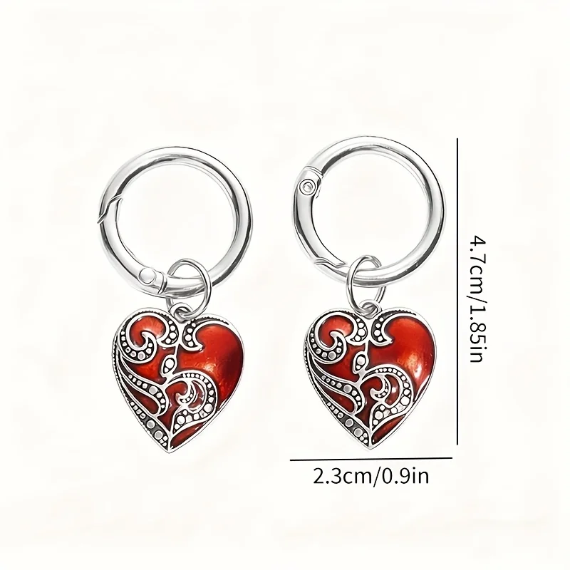 2 Pairs Of Retro Gothic-style red droplet-shaped heart shoes hangers, suitable for daily wear, Halloween parties and as gifts