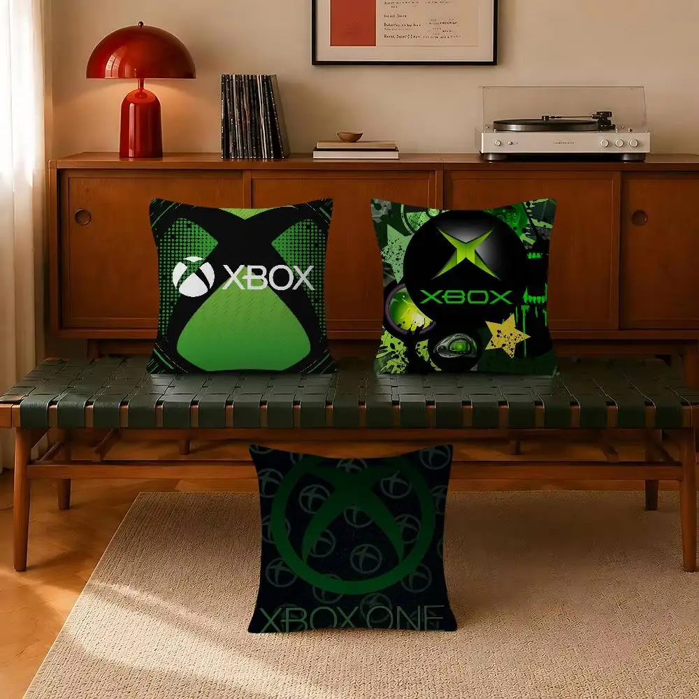Gaming Accessory Double-sided Printing X-Box Decorative Polyester Throw Pillow Square Suitable for Home Office Coffee Shop Decor