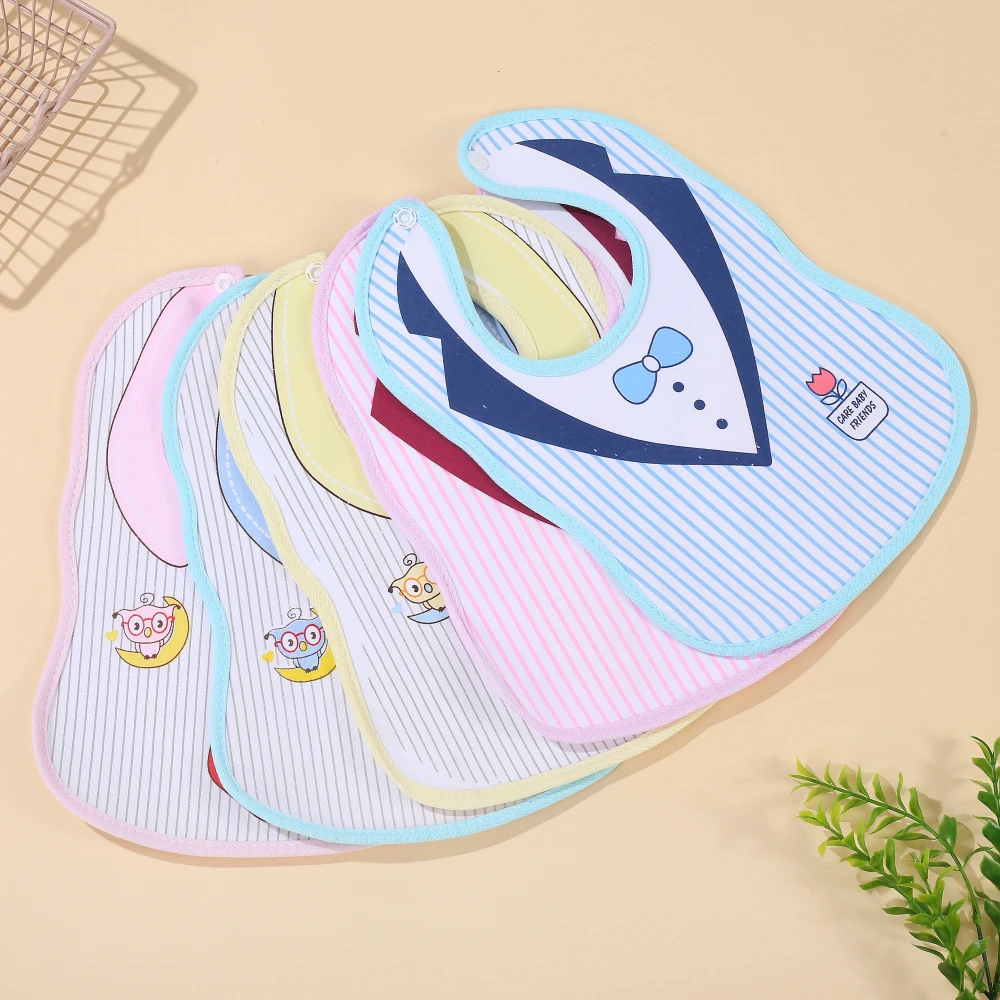 1Pcs Baby Waterproof Bibs Soft Cotton Snap Button Burp Cloths For Boys Girls Feeding Bib Drool Towel Toddler Scarf Accessories