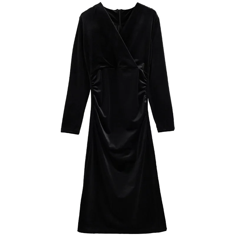 ชุดเดรสผู้หญิง ชุดเดรสออกงานกลางคืน ผ้าถัก ลายบล็อกสี แต่งสม็อค ทรงบาน สตรีทแวร์ ทันสมัย สไตล์ Y2K เท่ห์ ศิลปะ ลุคคนเมือง สไตล์มินิมอล