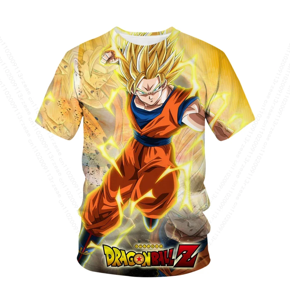 Camiseta holgada Retro de manga corta de Dragon Ball de Anime japonés, camisetas informales de calle Super Saiyan Harajuku Goku para hombres y niños