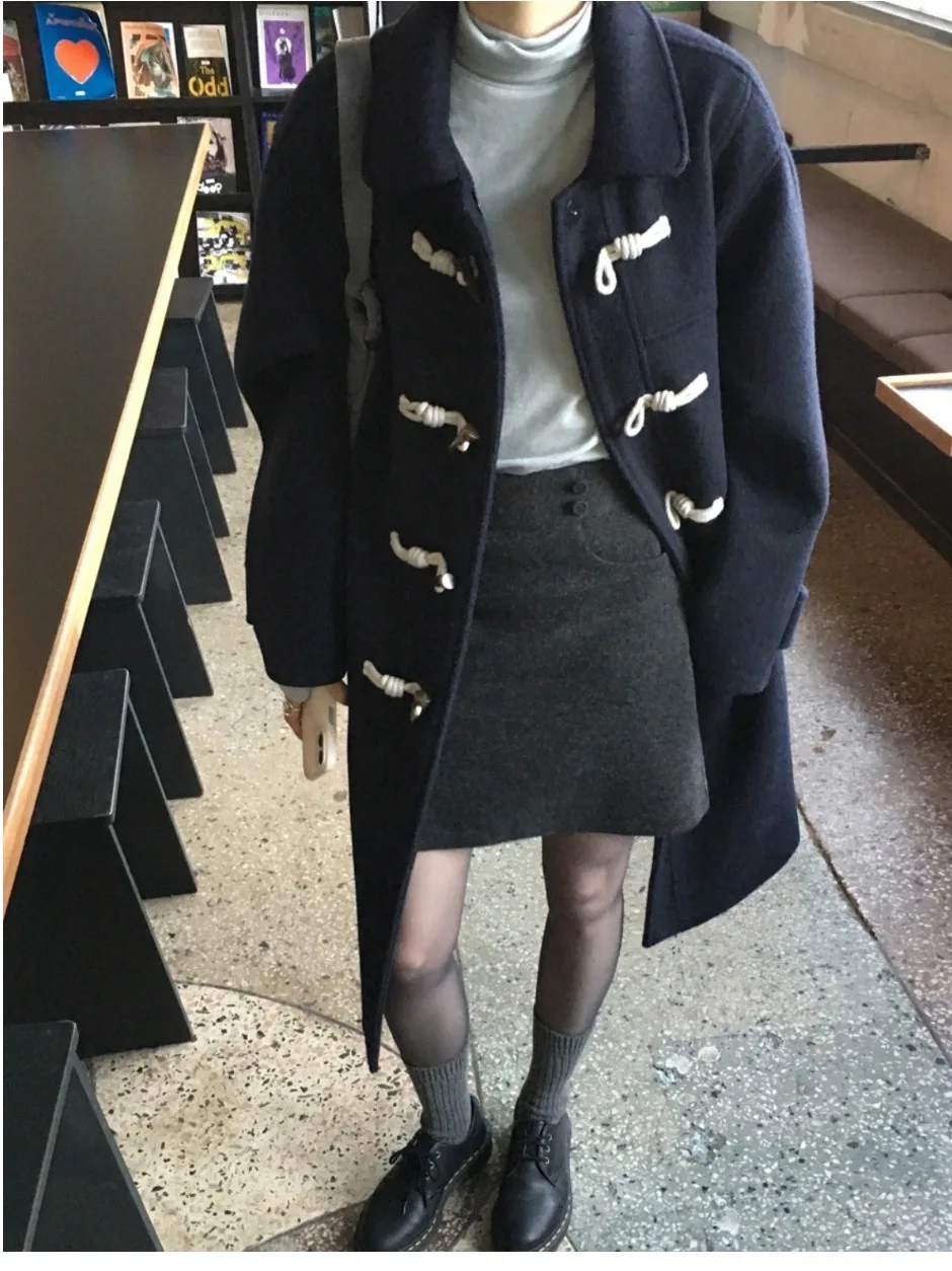 Winter Nieuwe Sle Chic Katoen Toegevoegde Wollen Jas Dames Kraag Opstaande Lengte Middellang Trendy College Sle Claxon