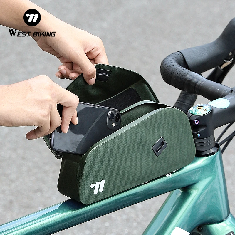 

WEST BIKING Bike Bag Hook Pouch Magnetic Upper Front Tube Bag Waterproof Mountain Bike Riding Storage Bag Cycling Accessories