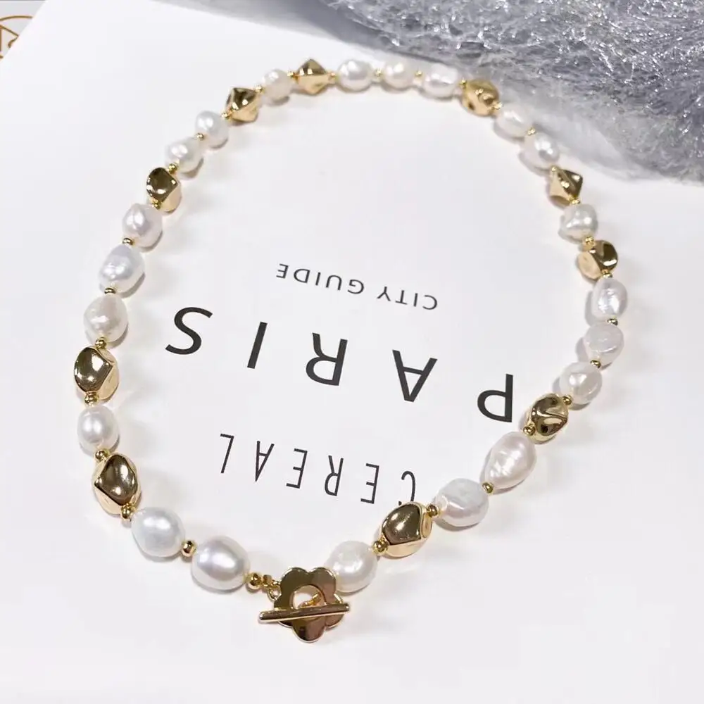 SENYU Fashion Natural Pearl Necklace Big Freshwater Pearl Choker Necklace Women Baroque Pearl Wedding Jewelry 2022 Export