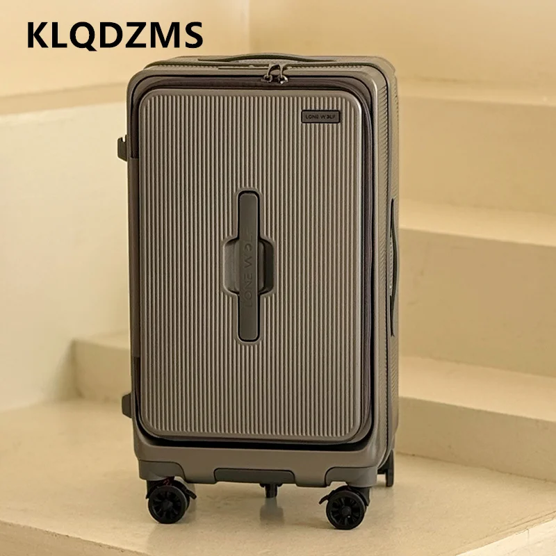 

KLQDZMS Handheld Travel Suitcase Side Opening Boarding Box USB Charging Multifunctional Trolley Case 20"24"26"28 Inch Luggage