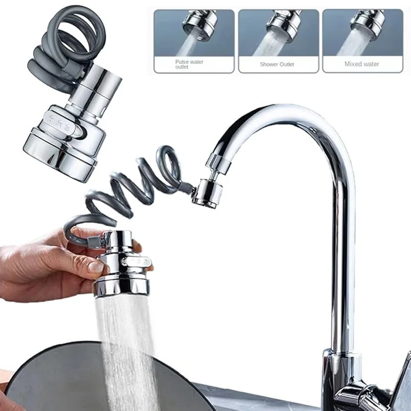 New Kitchen Extender Sink Sprayer 3 Water Outlet Modes Faucet Sprayer Attachment Faucet Extender Aerator with Stretchable Hose