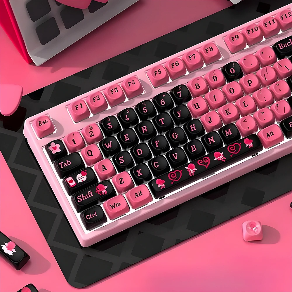 Rose red, keycaps, Cupid PBT material, small full set of MOA height, cute, suitable for mechanical keyboard keycaps