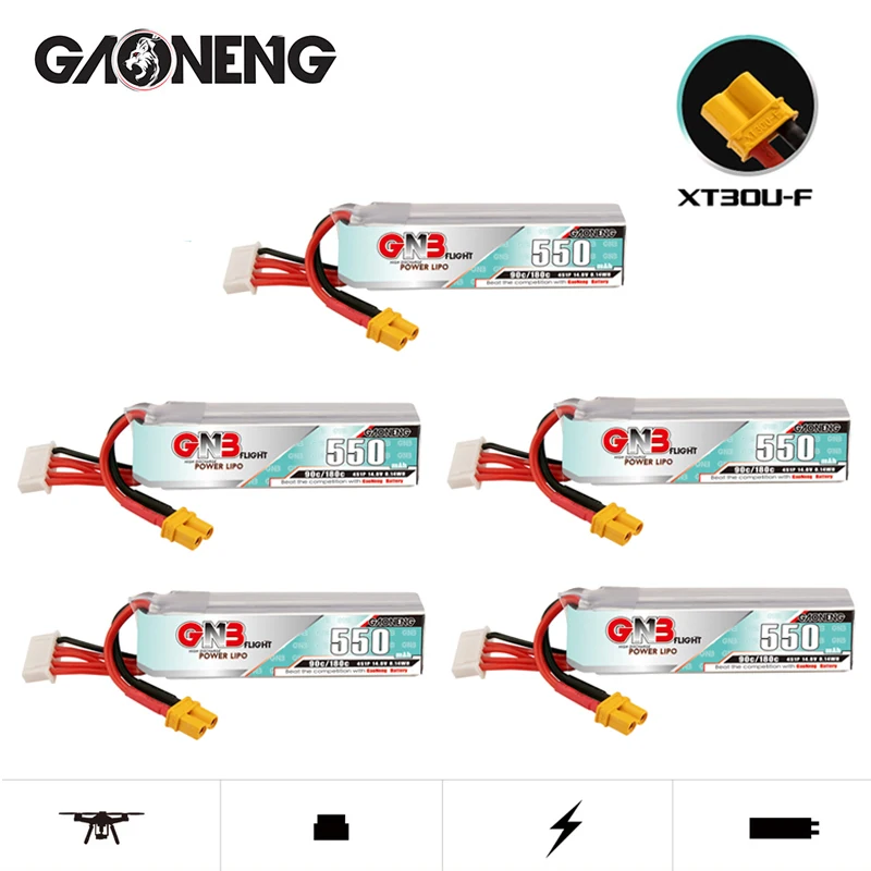 MAX 180C GNB 4S 14.8V 550mAh 90C Lipo Battery For RC Helicopter Quadcopter FPV Drone Model Parts 14.8V Rechargeable Battery