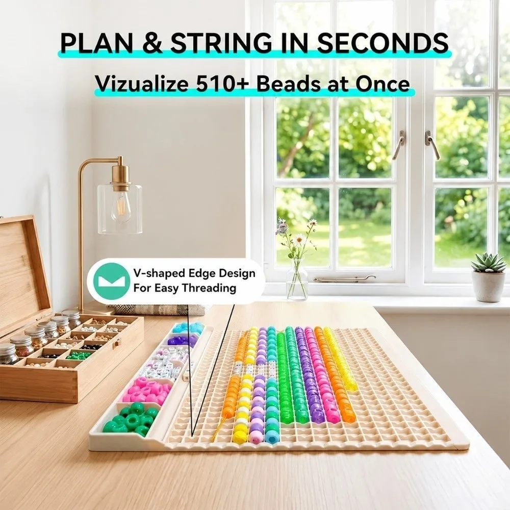 DIY Pony Beads Fast Stringing Tray Multi-Compartment Thickened Bead Bracelet Board Versatile Large Capacity Jewelry Design Board