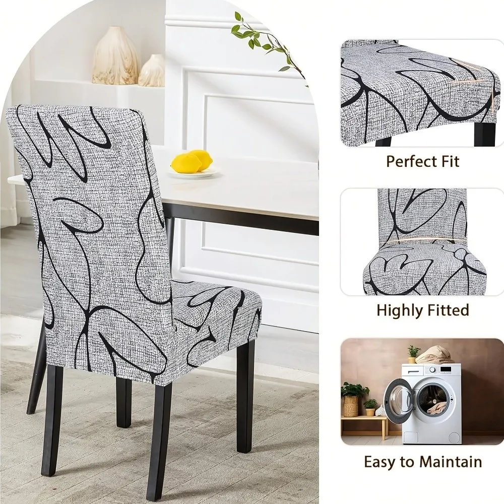 Full Cover Dining Chair Cover Non Slip Elastic Stretch Chair Cover Washable Protective Fabric Chair Slipcover Living Room