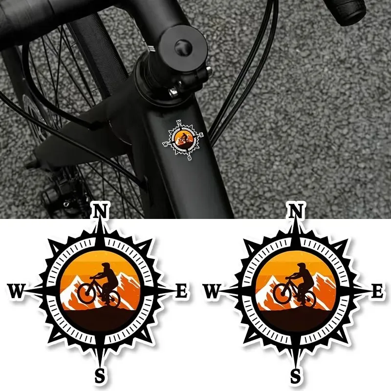 2 Waterproof UV Protected Bike Compass Stickers with Directional Arrows and Magnetic North Pole Indicator - Scratch Resistant