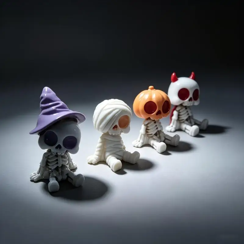 4/8pcs Gothic Skull Statue Resin Skull Decoration Skeleton Figurines For Halloween Party Decor Desktop Ornament Gifts