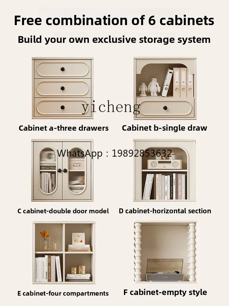 YFY Cream Wind All Solid Wood Combination Cabinet Multifunctional Storage Cabinet Living Room Bedroom Floor Locker home decor