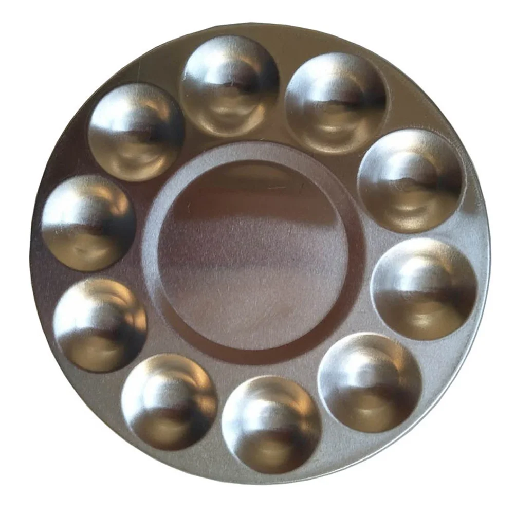 2Pcs Aluminum Watercolor Paint Palette 10 Compartment Drawing Tray Portable Easy Clean Art Craft for Beginners