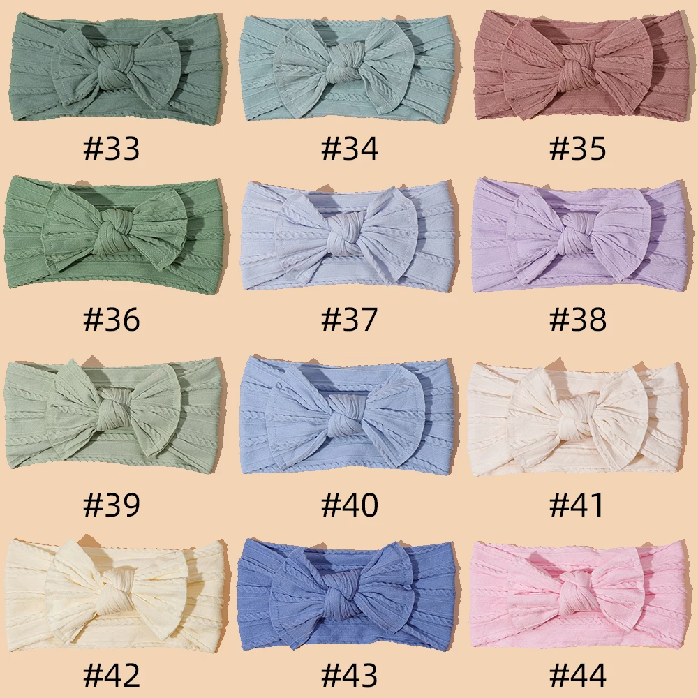 Infant Baby Elastic Headband Jacquard Wide Brimmed Nylon Bow Children Hair Band