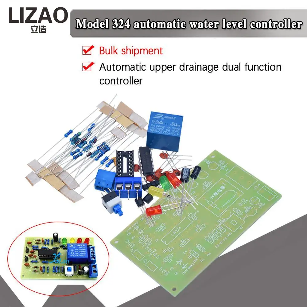 LM324 chip automatyczny drenaż sterownik dwufunkcyjny DIY nauka spawanie części zamienne zestaw automatycznego kontrolera poziomu wody