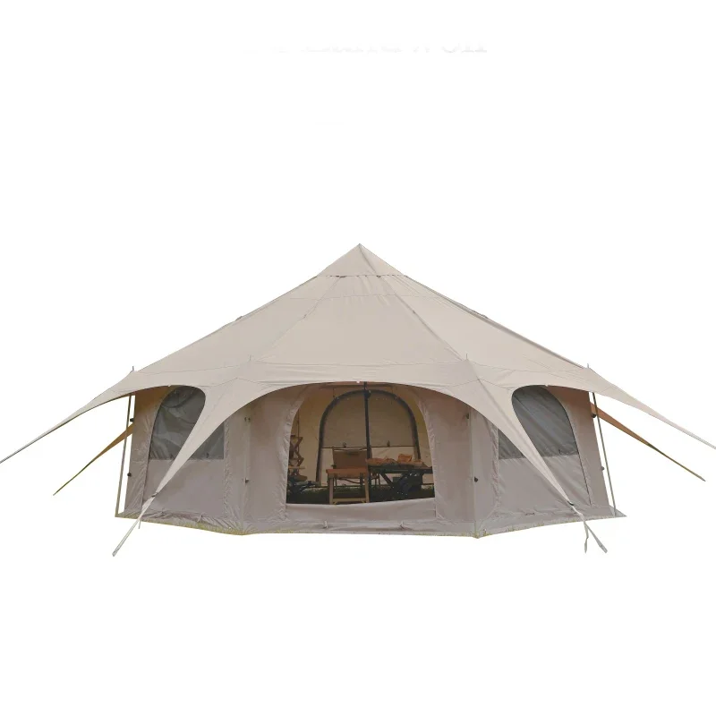 

Outdoor Camping Park Light Luxury Multi-person Circus Indian Tent 8-10persons Yurt Glaming Tourist TC Cotton with Chinmney Hole