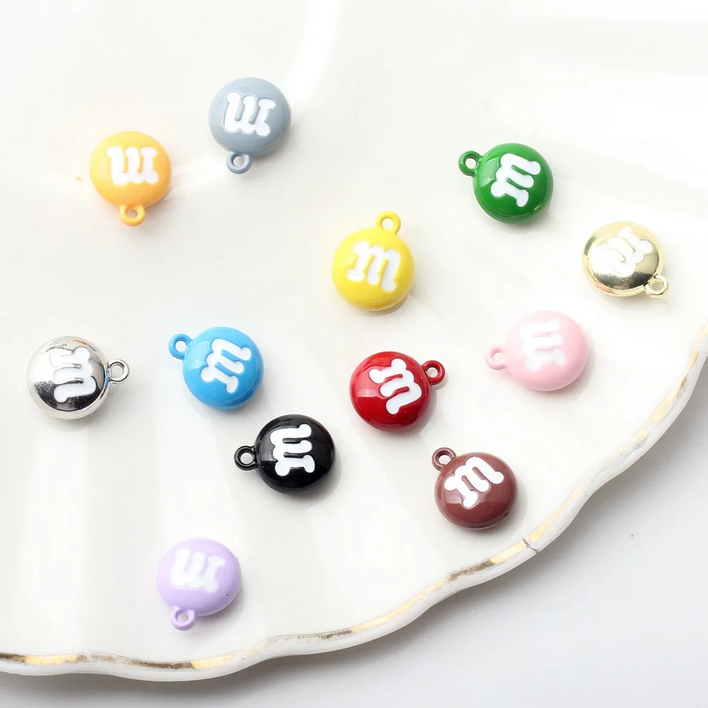 Colorful Enamel Zinc Alloy M Charms Pendants for DIY Jewelry Making 10pcs/lot