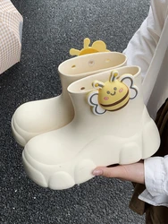 Women Wearing EVA Cute Waterproof Rain Boots For Outdoor Wear Internet Celebrity Little Bee Seasonal Universal Fashion