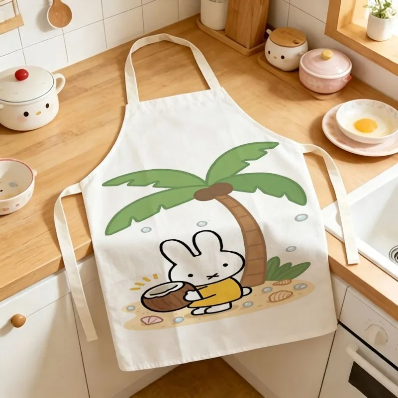 Cartoon Kawaii New Simple Home Kitchens Breathable Aprons for Adults and Children Cooking and Oil Pollution Prevention Miffy