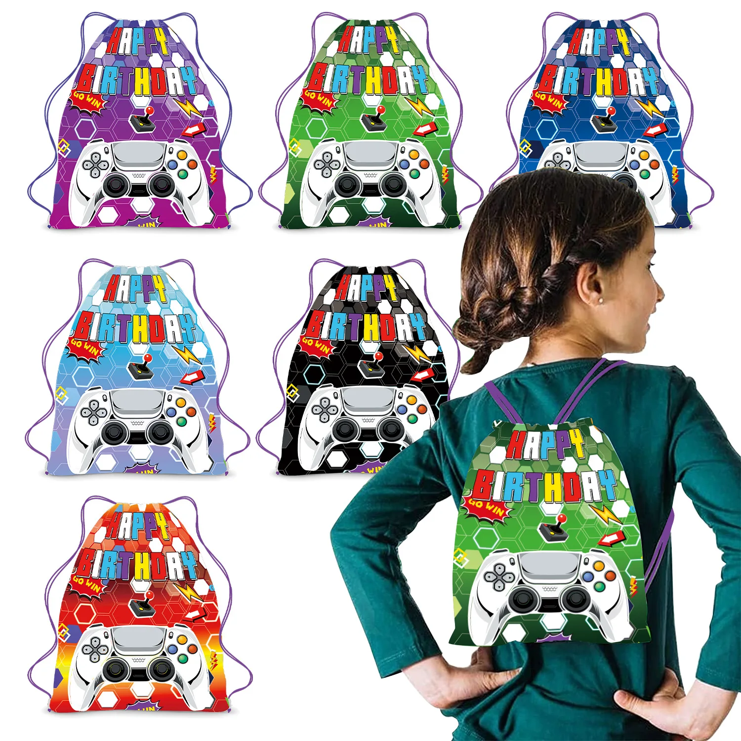6/36Pcs Gamepad Geburtstag Party Vlies Stoffe Videospiel Kordelzug Geschenke Beute Taschen Glücklich Baby Dusche schmücken Mochila – Detail 1