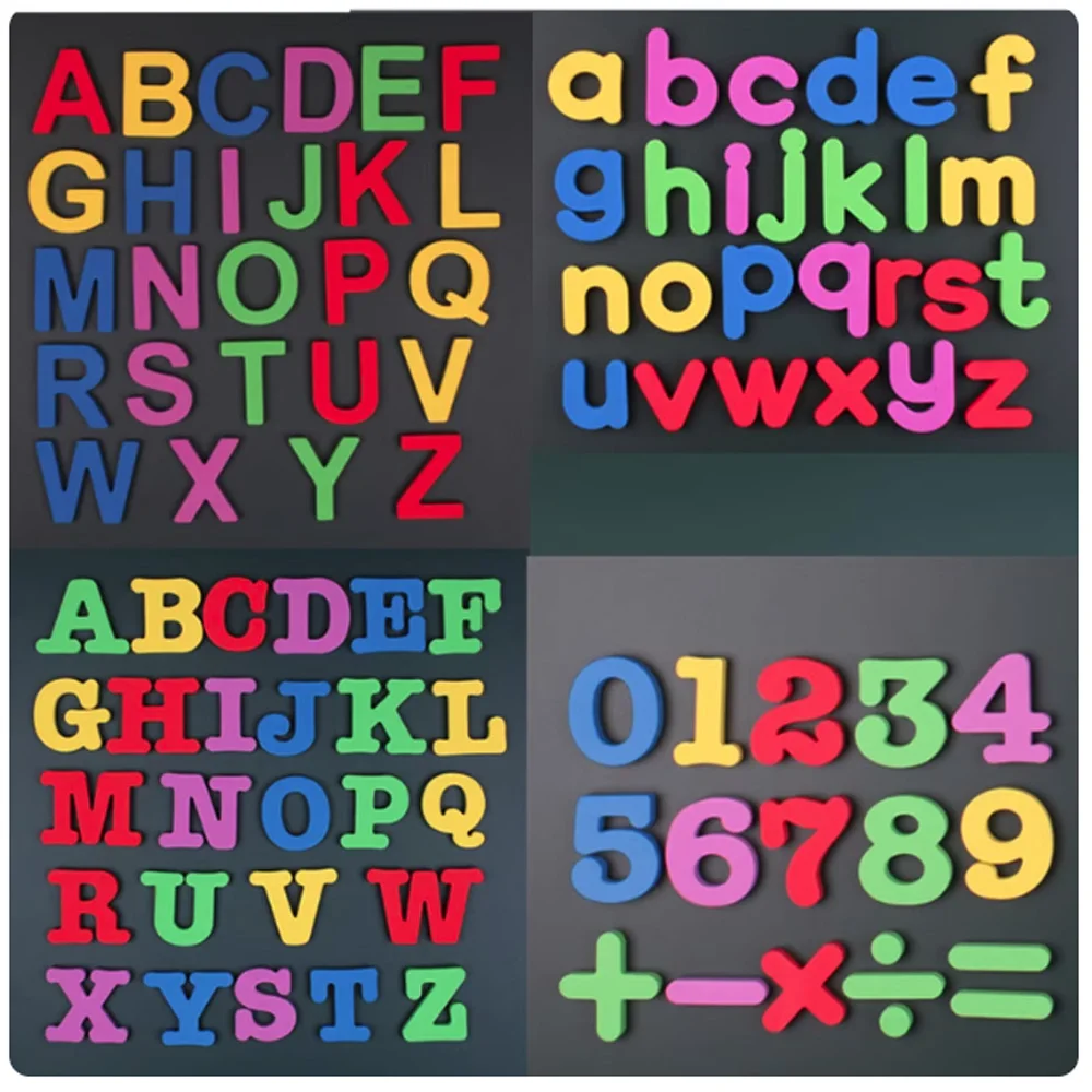 أرقام الحروف المغناطيسية الأبجدية ABC 123 مغناطيس الثلاجة البلاستيك التعليمية مرحلة ما قبل المدرسة ألعاب تعلم مجموعة كبيرة الحجم Lowercase الرياضيات
