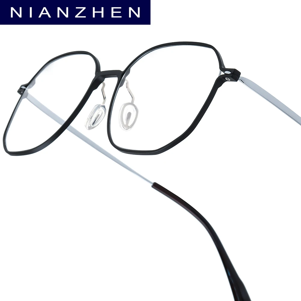NIANZHEN Aluminum Titanium Eyeglasses Frame Men Polygon Brand Design Glasses Ultralight-Weight Retro Eyewear Spectacles 99812