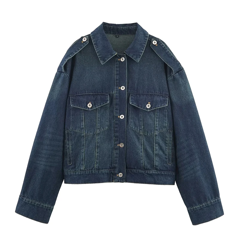 

YENKYE новая осенне-зимняя женская джинсовая куртка с воротником с лацканами и длинными рукавами с карманами, свободная женская уличная верхняя одежда