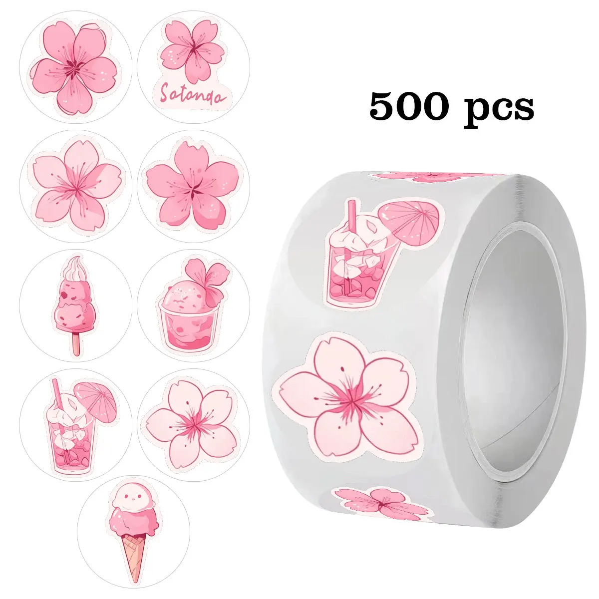 100-500pcs Sakura Cherry Flower Sticker Wrapping Label For Wedding Gift Decorative Sticker Label Scrapbook Stationery Supply