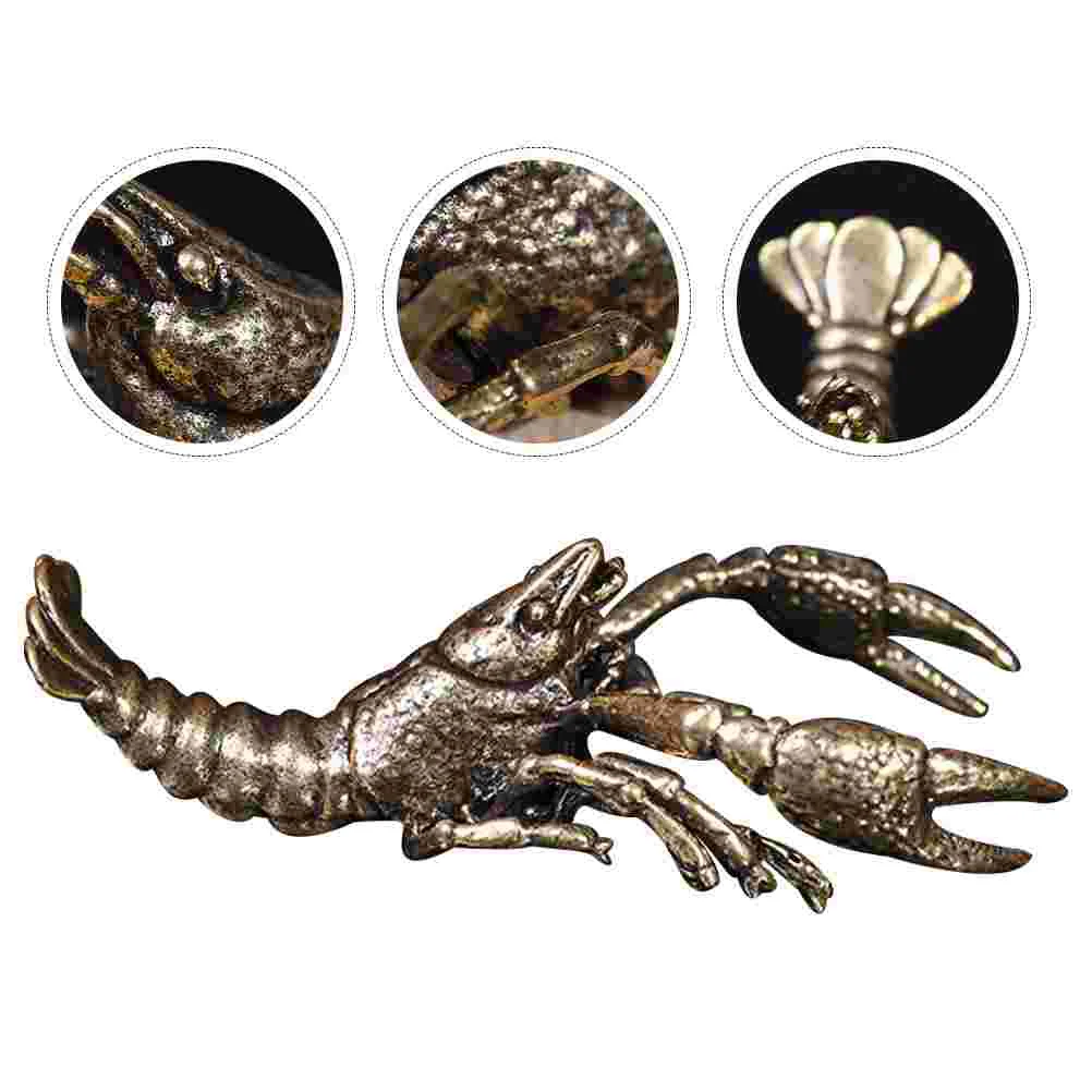 Copper Lobster Statue Gold Decor Desktop Ornament Feng Shui Figurines for Living Room