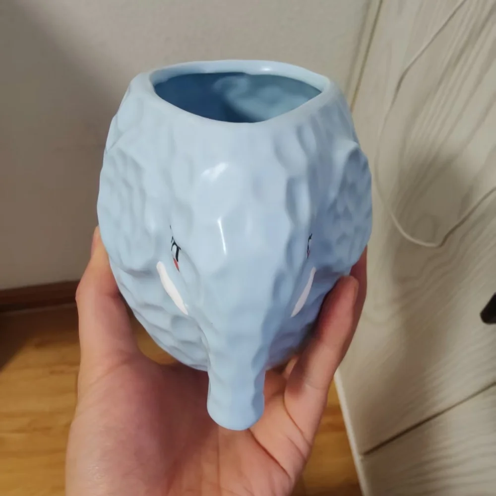 Elephant Tiki Mug Cocktail Glass, Ceramic Hawaiian Drinkware for Exotic Drinks, Cute Bar Professional Barware for Party, 480ml