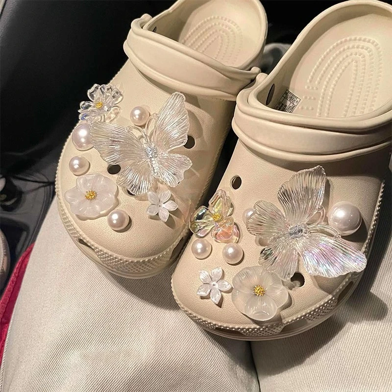 Hollow Shoe Charms Translucent Butterfly Ballet Style Shoe Buckles Fit for Sandals Clogs DIY Removable Cute Girls Women Gifts