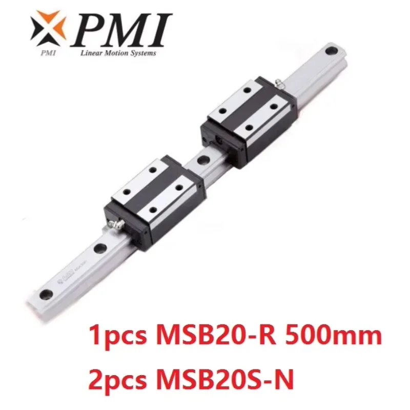 1pcs Taiwan PMI MSB20 -R 500mm linear guide rail + 2pcs MSB20S -N Block Carriages for CO2 laser machine CNC router MSB20SSSFCN